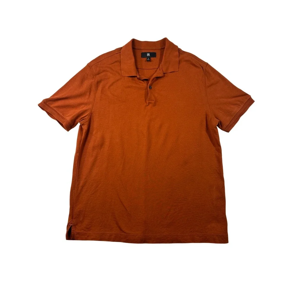 Banana Republic Mens‎ Short Sleeve Polo Shirt Burnt Orange Rust Large